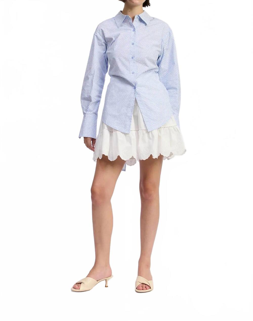 NEW EN SAISON christabel long sleeve shirt in blue stripe